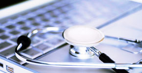 Stethoscope on a laptop keyboard - Cross Processed