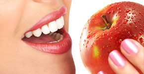 woman with apple