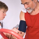 Senior is being observed by doctor after training