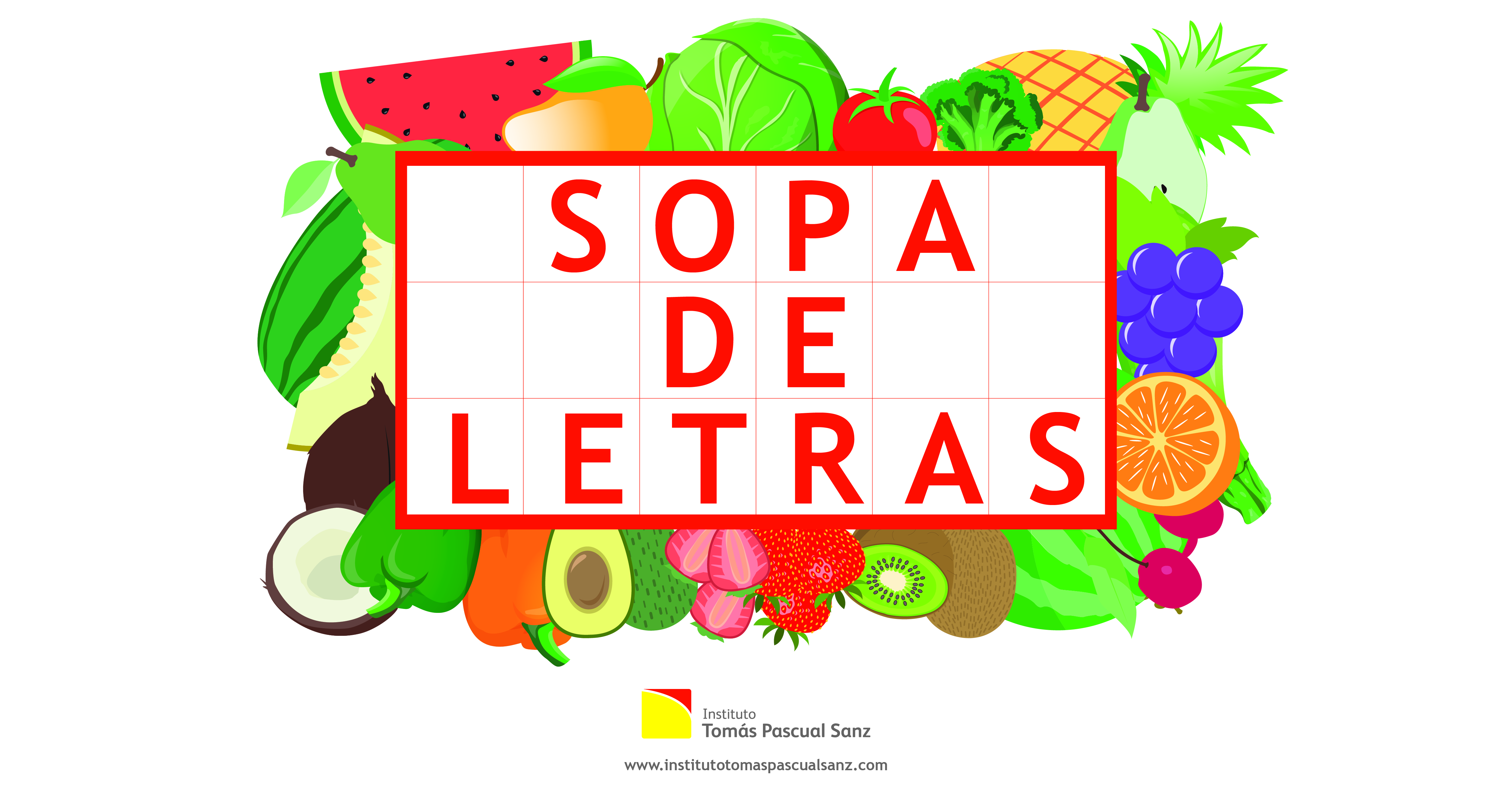 Sopa de letras con frutas y verduras - Material útil para la familia